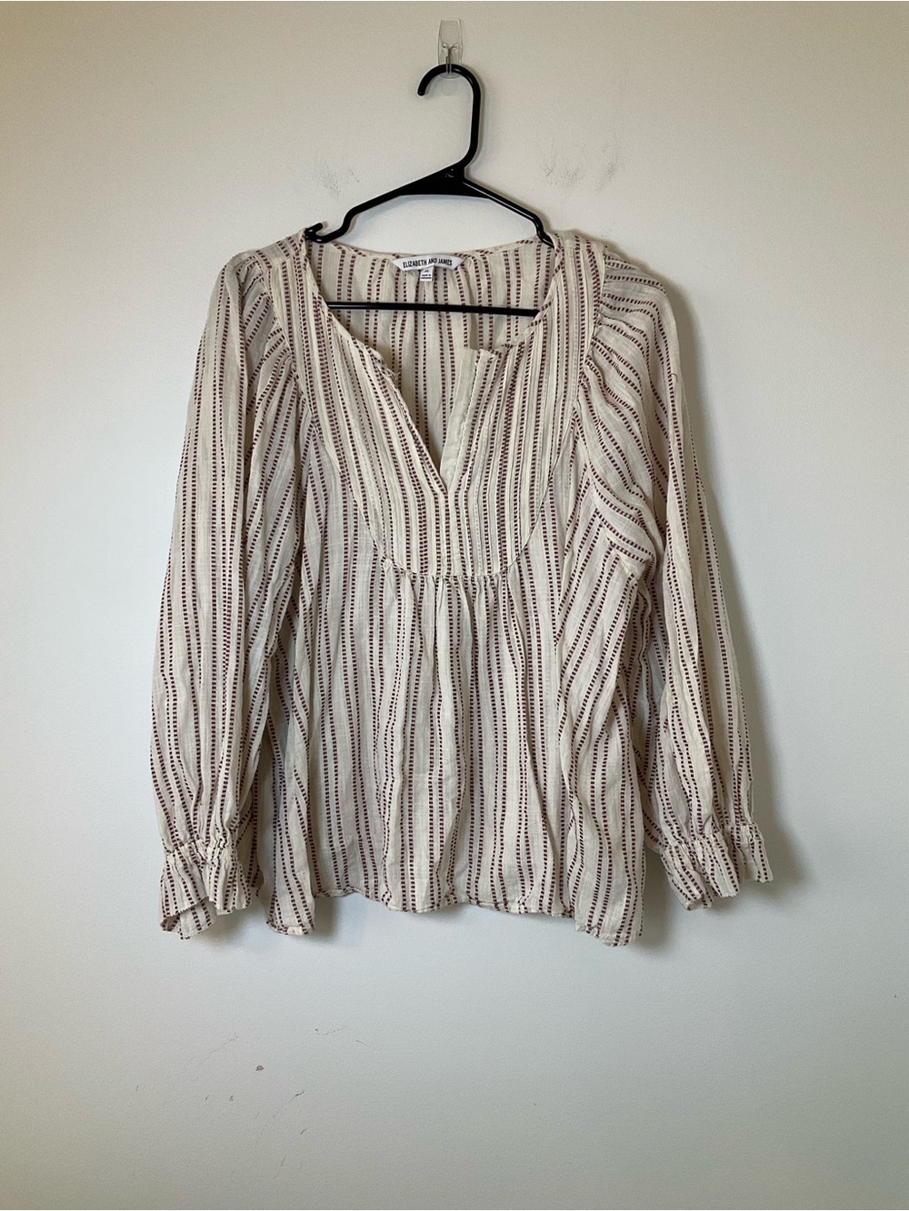 Elizabeth and James Boho Stripe Cotton Peasant Blouse XL